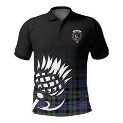 Fletcher Modern Tartan Crest Polo Shirt - Thistle Black Style