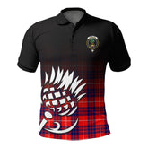 Hamilton Modern Tartan Crest Polo Shirt - Thistle Black Style