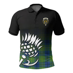 Johnson Ancient Tartan Crest Polo Shirt - Thistle Black Style