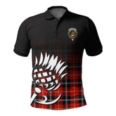 Marjoribanks Tartan Crest Polo Shirt - Thistle Black Style