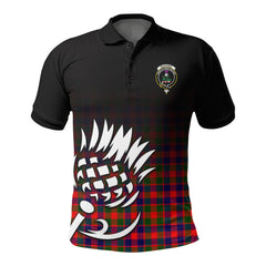 McGowan Tartan Crest Polo Shirt - Thistle Black Style