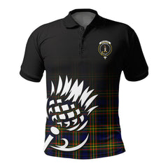 McLellan Modern Tartan Crest Polo Shirt - Thistle Black Style