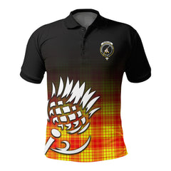 McMillan Clan Tartan Crest Polo Shirt - Thistle Black Style