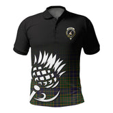 McMillan Hunting Modern Tartan Crest Polo Shirt - Thistle Black Style