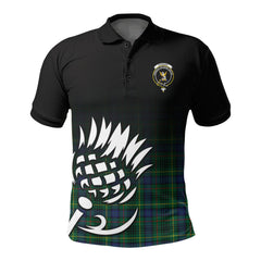 Stewart Hunting Modern Tartan Crest Polo Shirt - Thistle Black Style