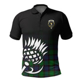 Stewart Old Modern Tartan Crest Polo Shirt - Thistle Black Style