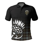 Stewart Old Weathered Tartan Crest Polo Shirt - Thistle Black Style