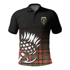 Stewart Royal Ancient Tartan Crest Polo Shirt - Thistle Black Style