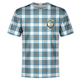 Stewart Muted Blue Tartan Crest T-shirt