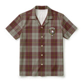 Cunningham Burgundy Dancers Tartan Crest Hawaiian Shirt