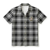 Menzies Black - White Modern Tartan Crest Hawaiian Shirt