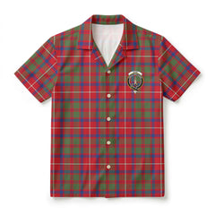 Shaw Red Modern Tartan Crest Hawaiian Shirt