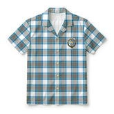 Stewart Muted Blue Tartan Crest Hawaiian Shirt