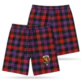 Broun Modern Tartan Crest Men's Beach Shorts