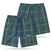 Clelland Tartan Crest Men's Beach Shorts