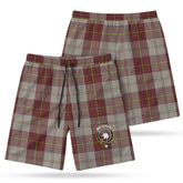 Cunningham Burgundy Dancers Tartan Crest Men's Beach Shorts