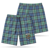Leslie Hunting Ancient Tartan Crest Men's Beach Shorts