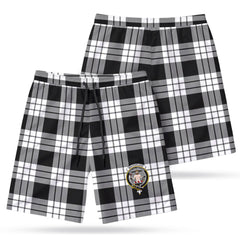 MacFarlane Black - White Tartan Crest Men's Beach Shorts