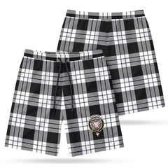 McFarlane Black - White Tartan Crest Men's Beach Shorts