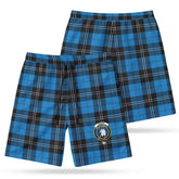 Ramsay Blue Ancient Tartan Crest Men's Beach Shorts