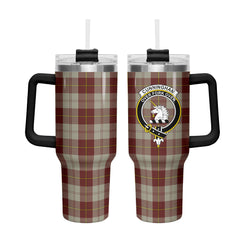 Cunningham Burgundy Dancers Tartan Crest 40 oz Insulated Tumbler with Handle