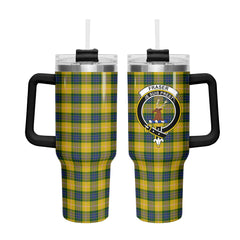 Fraser (of Lovat) Yellow Tartan Crest 40 oz Insulated Tumbler with Handle