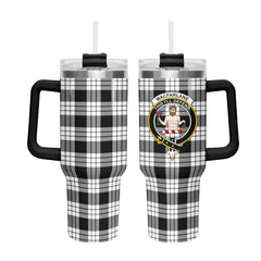 MacFarlane Black - White Tartan Crest 40 oz Insulated Tumbler with Handle