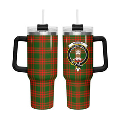 Menzies Green Modern Tartan Crest 40 oz Insulated Tumbler with Handle