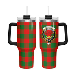 Moncreiffe (or Moncreiff) Tartan Crest 40 oz Insulated Tumbler with Handle