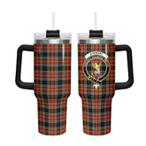 Stewart Black Tartan Crest 40 oz Insulated Tumbler with Handle