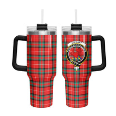 Stewart (Stuart) of Bute Tartan Crest 40 oz Insulated Tumbler with Handle