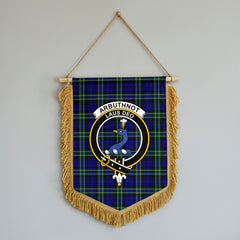 Arbuthnot Modern Tartan Crest Wall Hanging Banner - Wood Pole