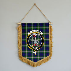 Bannerman Tartan Crest Wall Hanging Banner - Wood Pole
