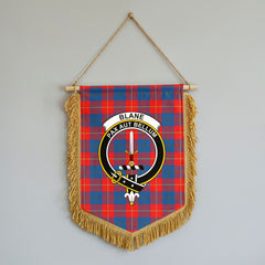 Blane Tartan Crest Wall Hanging Banner - Wood Pole