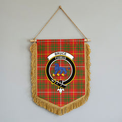 Bruce Modern Tartan Crest Wall Hanging Banner - Wood Pole