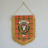 Buchanan Old Set Weathered Tartan Crest Wall Hanging Banner - Wood Pole