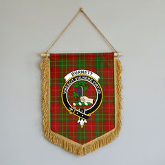 Burnett Tartan Crest Wall Hanging Banner - Wood Pole