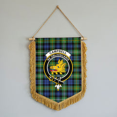 Campbell Argyll Ancient Tartan Crest Wall Hanging Banner - Wood Pole