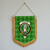 Clephan (or Clephane) Tartan Crest Wall Hanging Banner - Wood Pole
