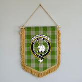 Cunningham Dress Green Dancers Tartan Crest Wall Hanging Banner - Wood Pole
