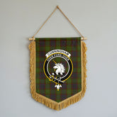 Cunningham Hunting Modern Tartan Crest Wall Hanging Banner - Wood Pole