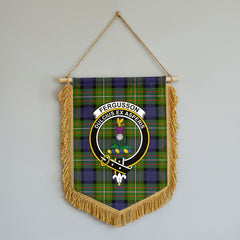 Fergusson Modern Tartan Crest Wall Hanging Banner - Wood Pole