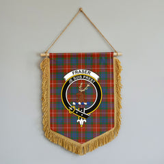 Fraser (of Lovat) Ancient Tartan Crest Wall Hanging Banner - Wood Pole