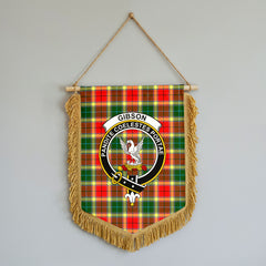 Gibson Tartan Crest Wall Hanging Banner - Wood Pole