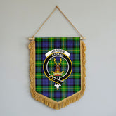 Gordon Modern Tartan Crest Wall Hanging Banner - Wood Pole