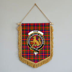 Gow (or McGouan) Tartan Crest Wall Hanging Banner - Wood Pole