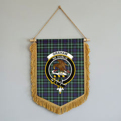 Graham of Montrose Modern Tartan Crest Wall Hanging Banner - Wood Pole