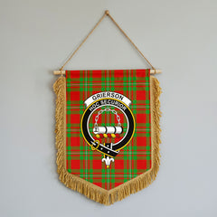 Grierson Tartan Crest Wall Hanging Banner - Wood Pole