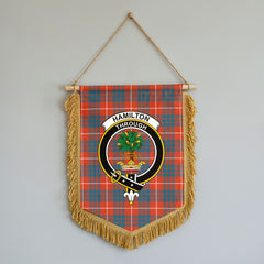 Hamilton Ancient Tartan Crest Wall Hanging Banner - Wood Pole