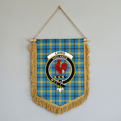 Laing Tartan Crest Wall Hanging Banner - Wood Pole